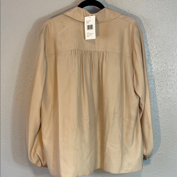 Lafayette 148 New York Beige Silk Button Down Blouse – Career Top Size 12 NWT - Picture 12 of 16